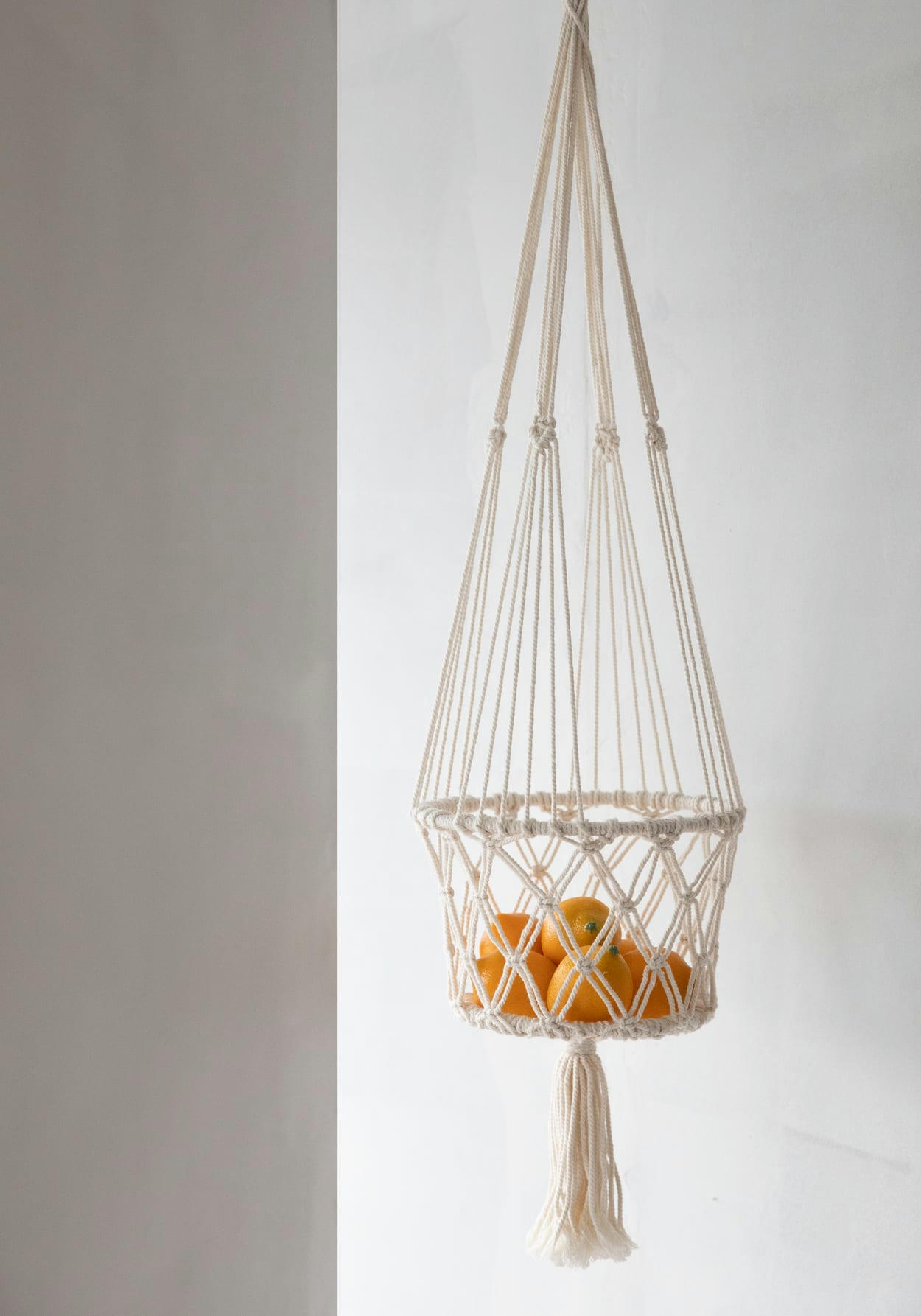 MACRAME - Suspension de plantes en coton blanc grande