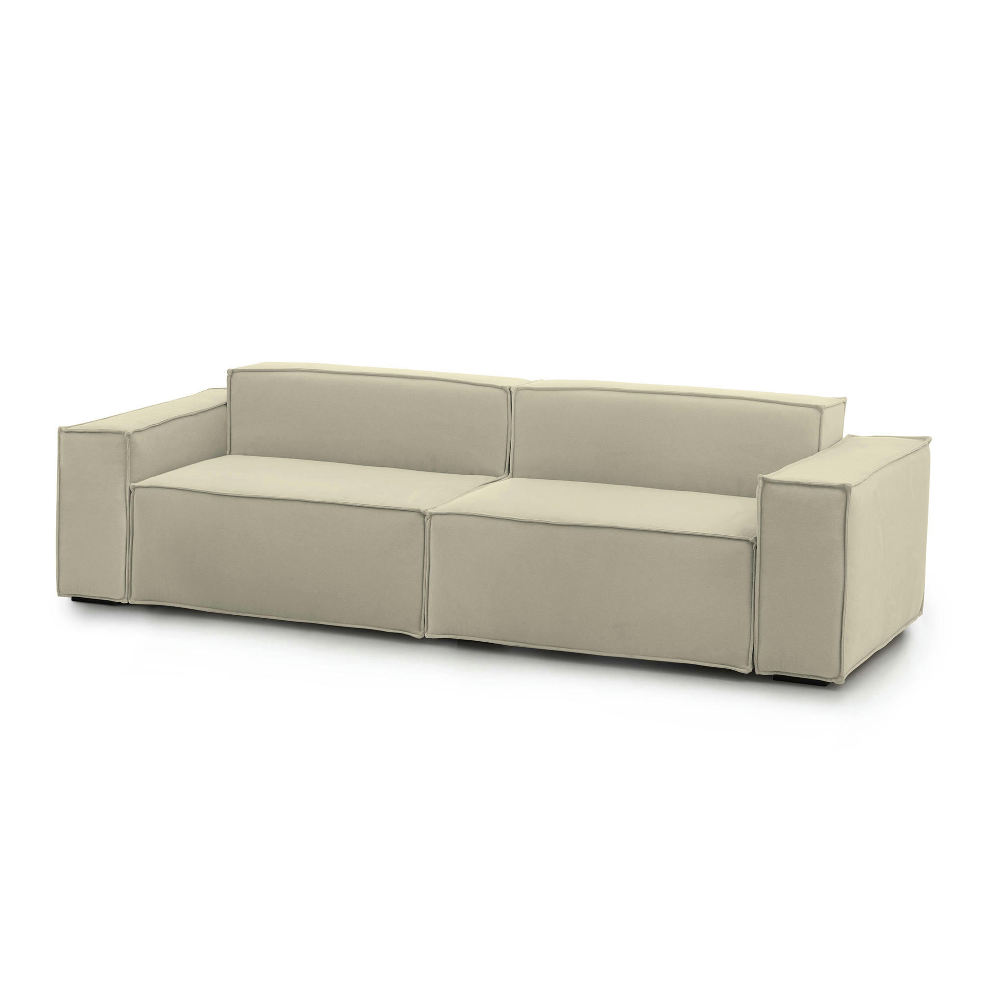 DMELUCC - Canapé fixe 3 places en tissu beige