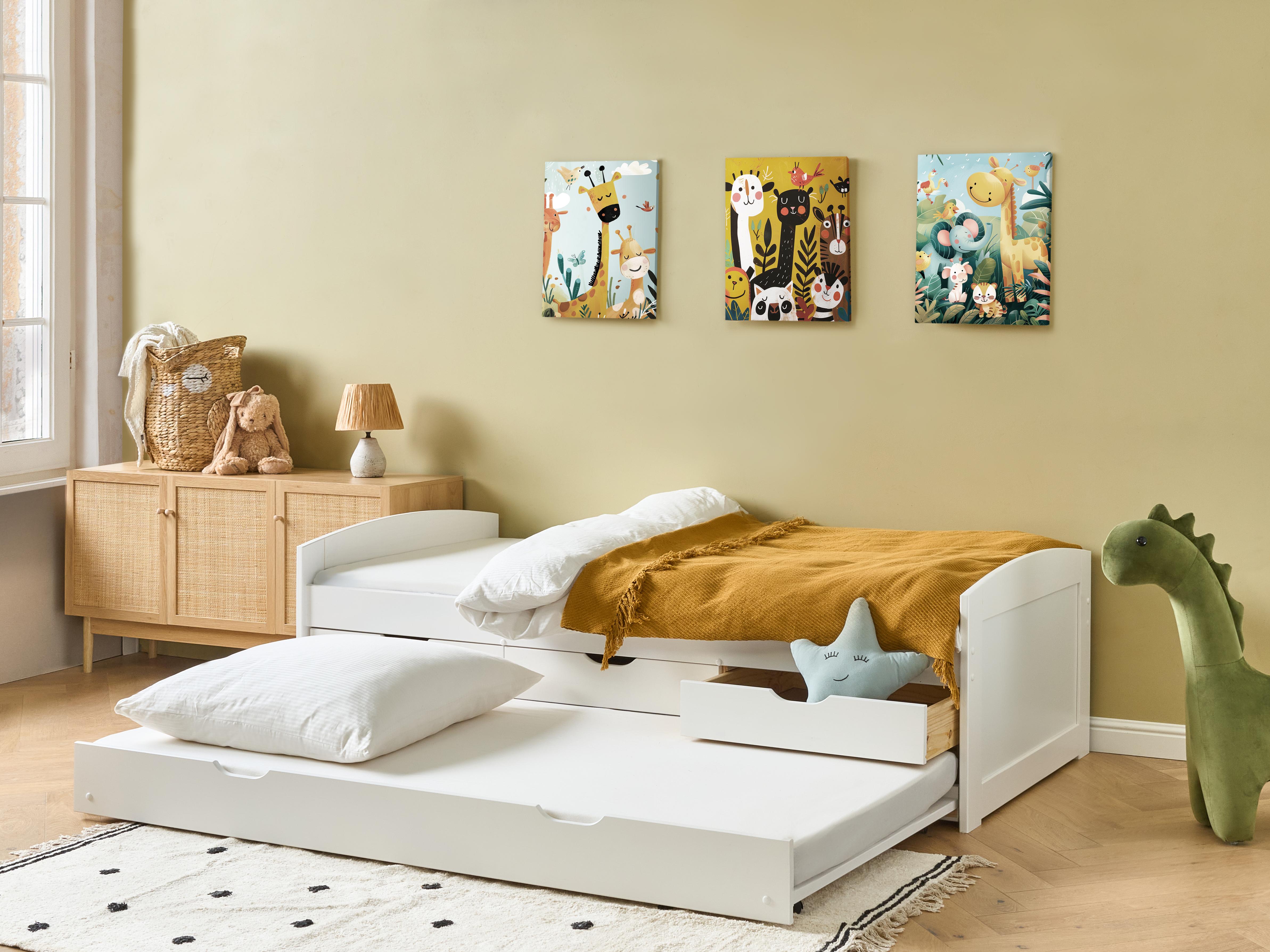 Trundle Bed Pine Wood PETIVILLE 90 x 200 cm (EU Single) White