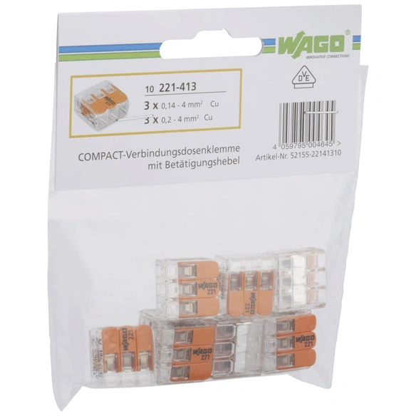 Klemme, COMPACT, Kunststoff, Orange, Kabel von 0,14/0,2 – 4 mm²