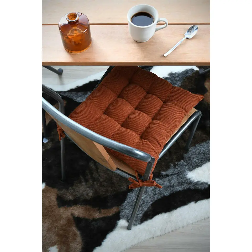 Stof Textile stoelkussen - wijnrood - 38 x 38 x 5 cm