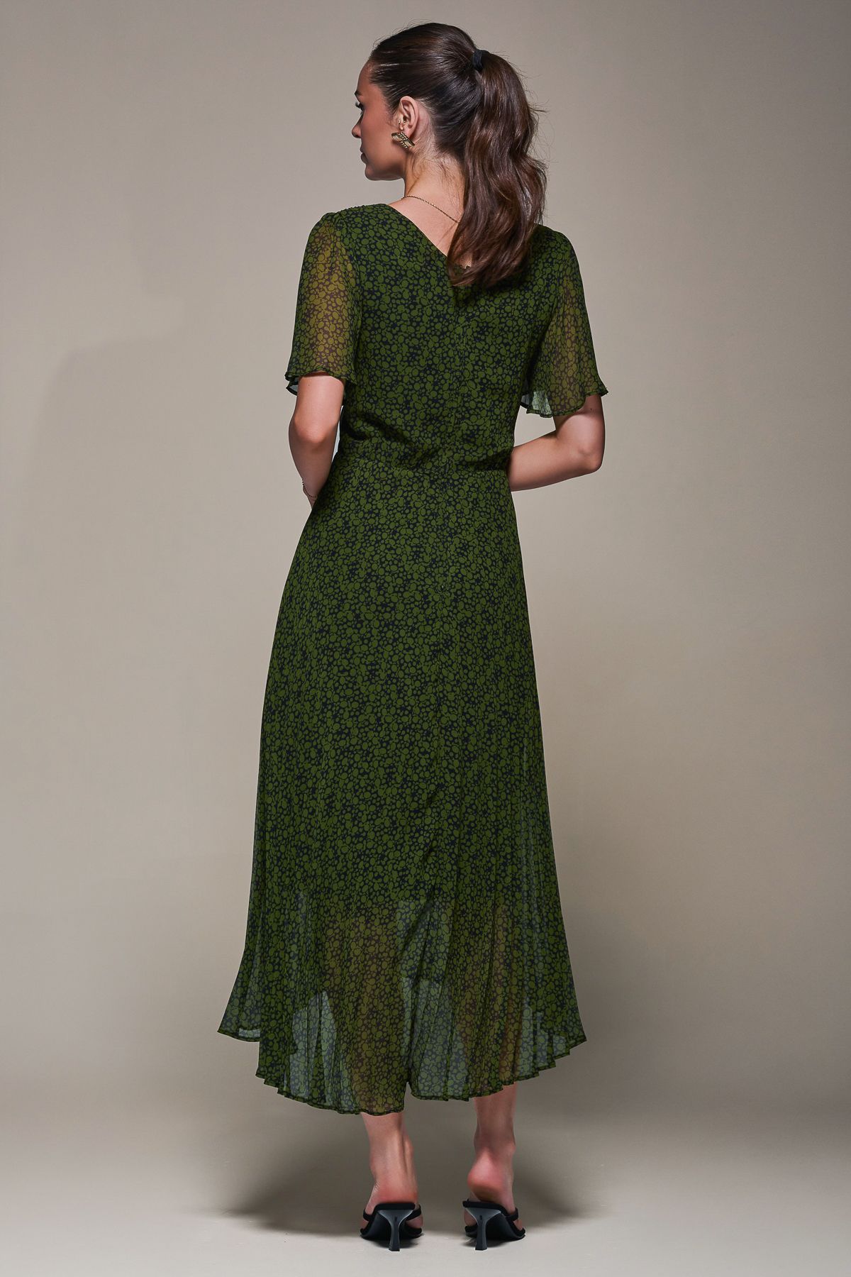 Jolie Moi Chiffon Pleated Dip Hem Maxi Dress