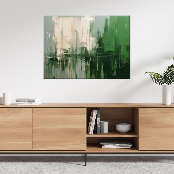Feeby Obraz nowoczesny do salonu, Abstrakcja zielona i beżowa 60x40
