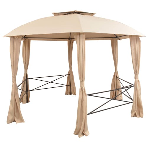 NNEVL Garden Marquee Pavilion Tent with Curtains Hexagonal 360x265 cm