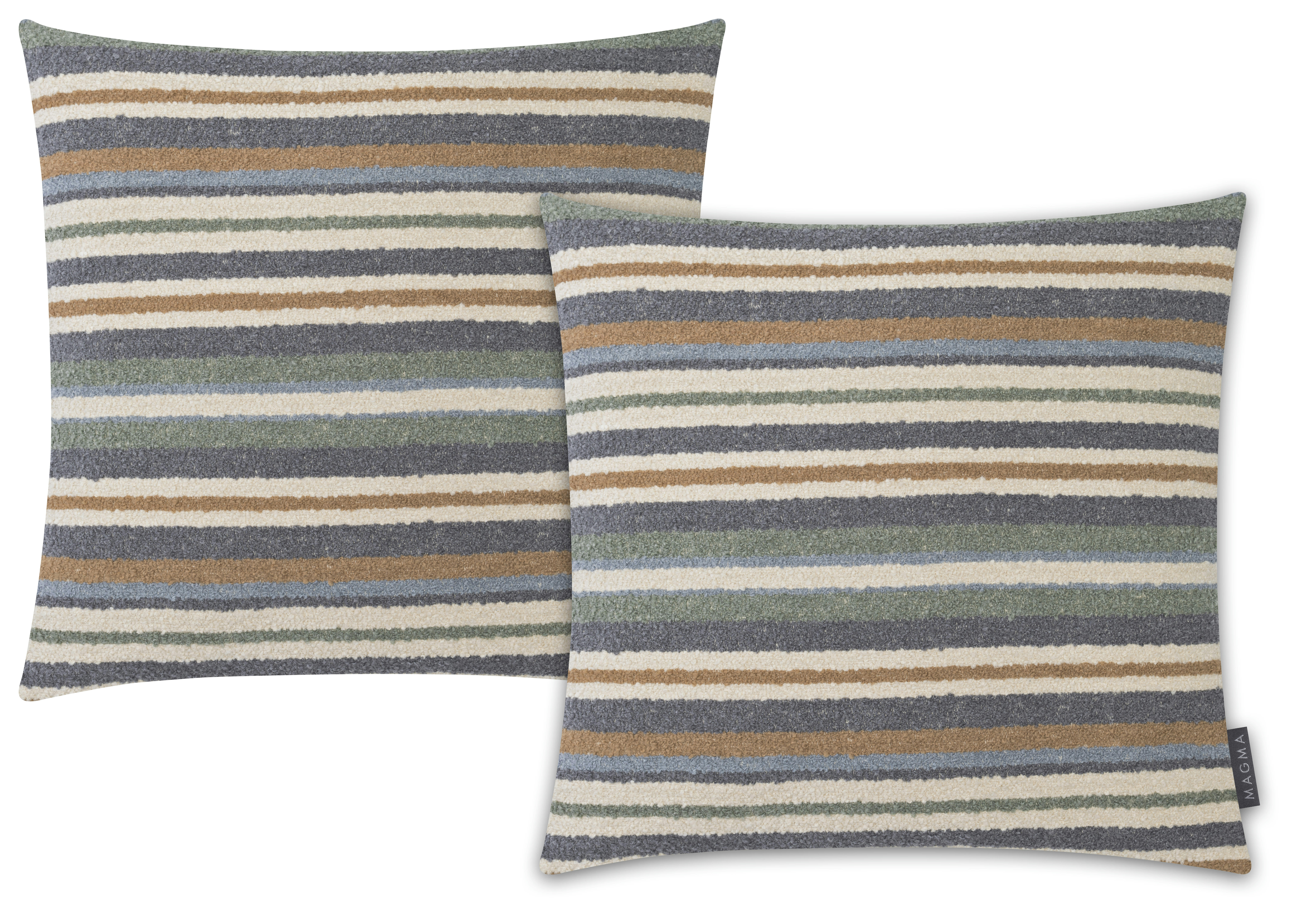 KIM - Housses de coussin jacquard rayées à bouclette-45x45-Lot de 2