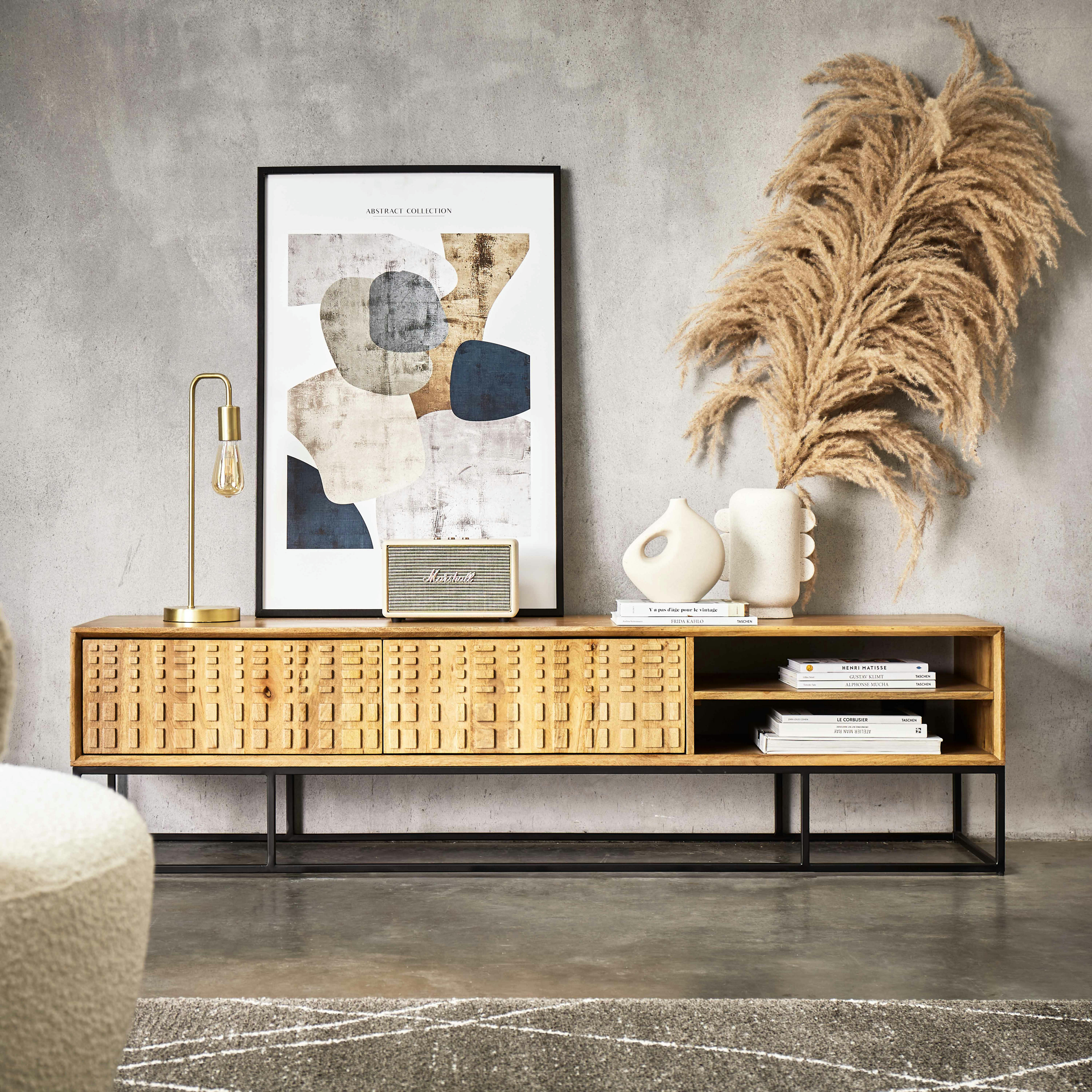 TYKO - Meuble TV en manguier massif sculpté