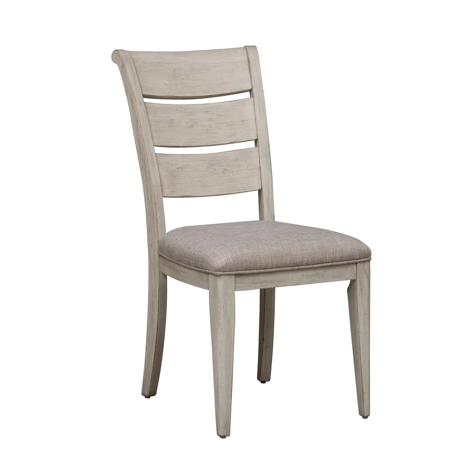 Farmhouse Reimagined Antique White Ladder Back Upholstered Side Chair (Set of 2)