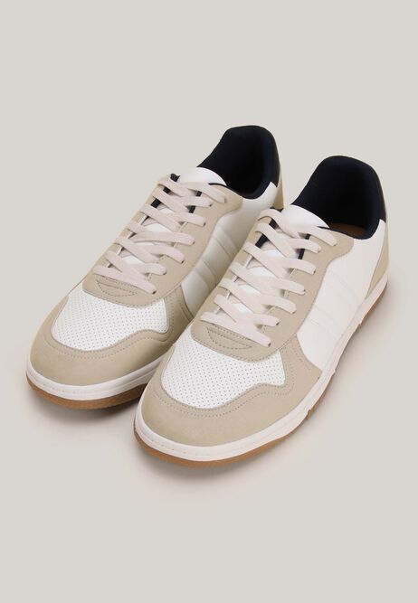 Mens White Colour Block Retro Trainer