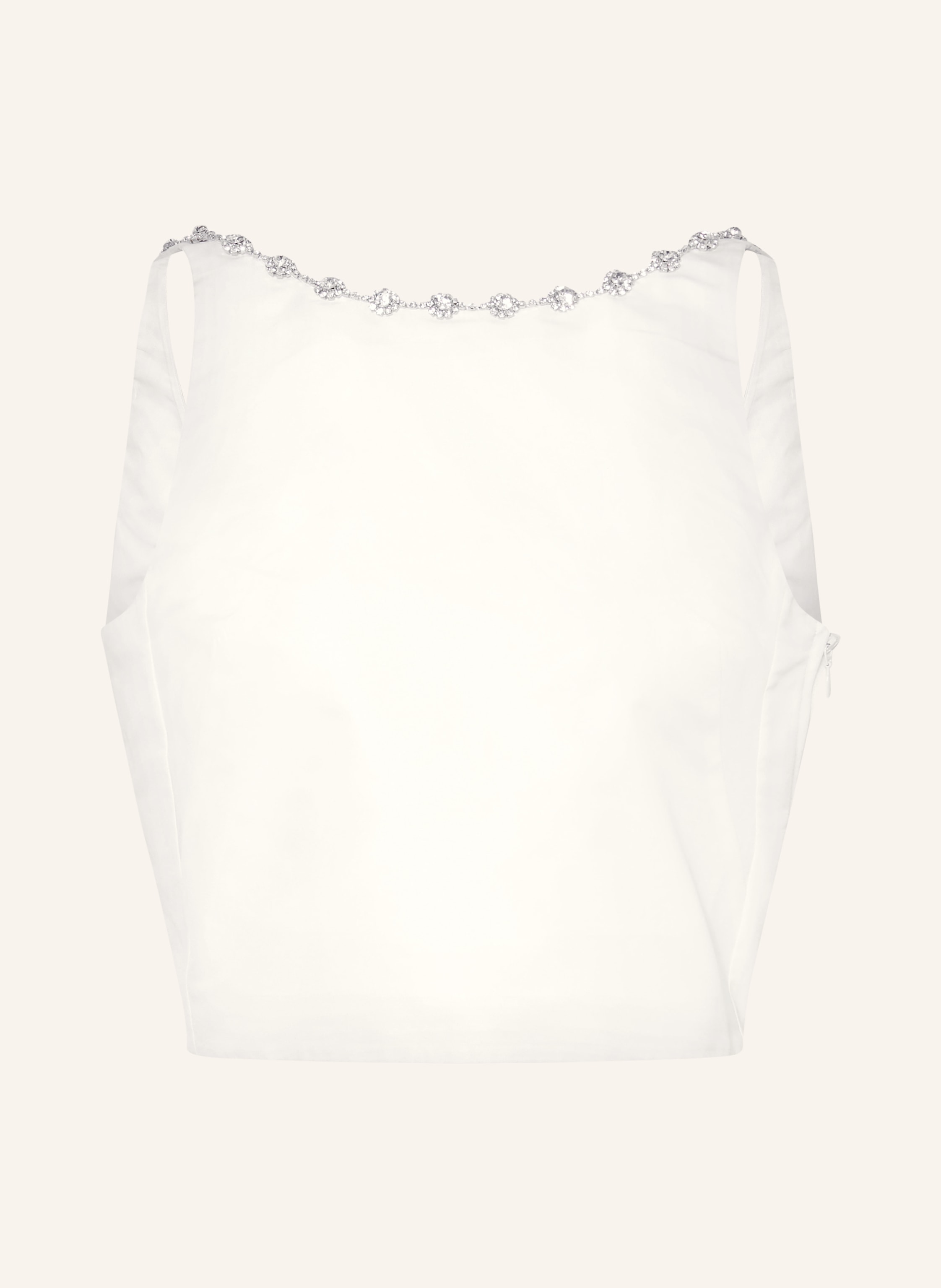 maje Cropped-Top aus Satin mit Schmucksteinen