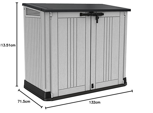 Abri Exterieur Horizontal - Matériel ou Range Poubelle - Gris - 880 litres