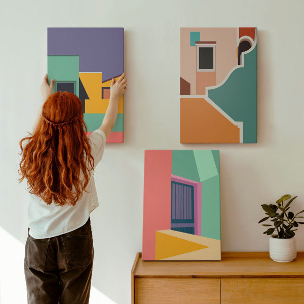 Obraz canvas 3 częściowy Barwne miasto | 3x40x60 | Wallfluent