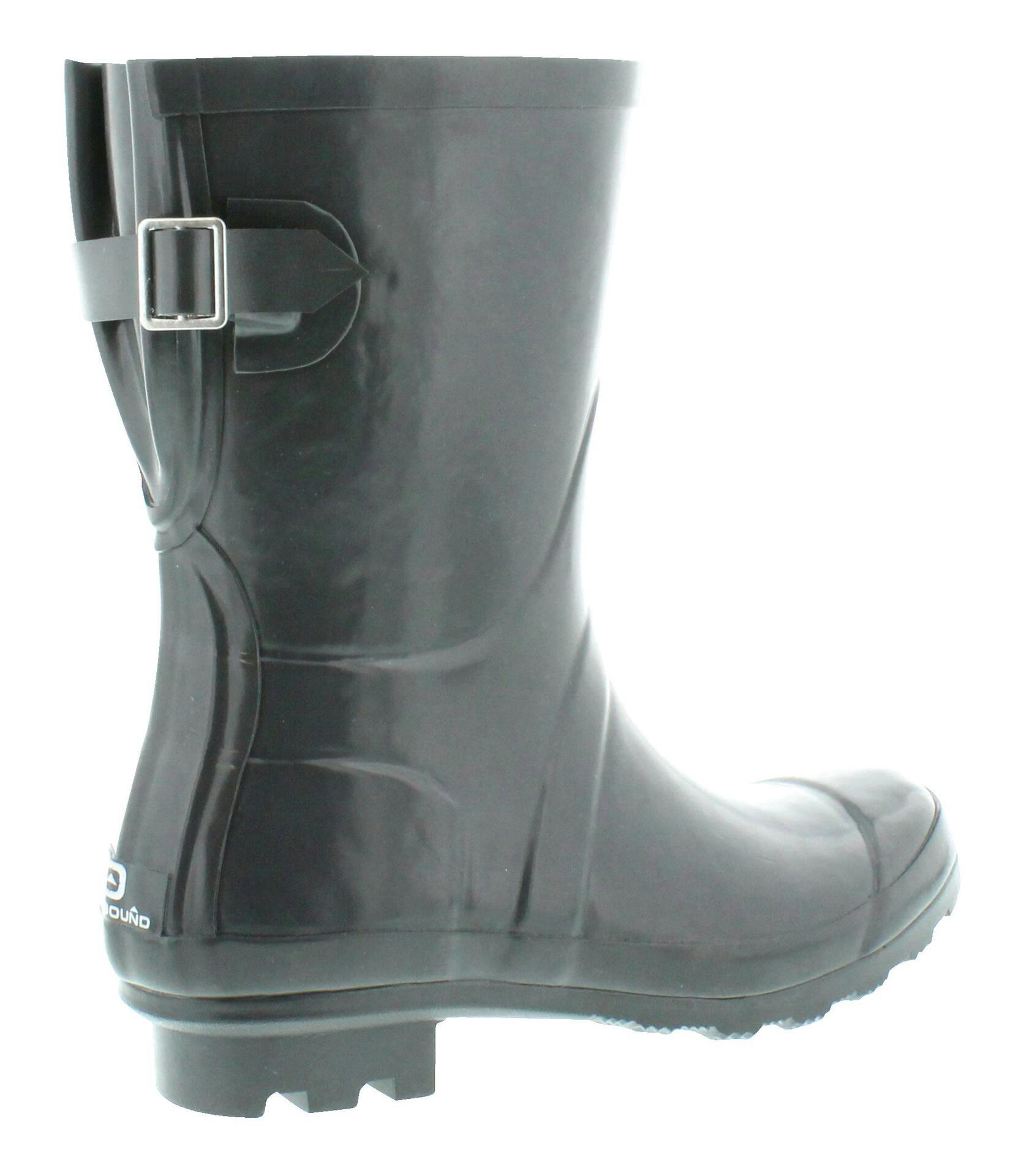 Outbound Women's Waterproof Rubber Rain Mid-Boots with Strap, Charcoal