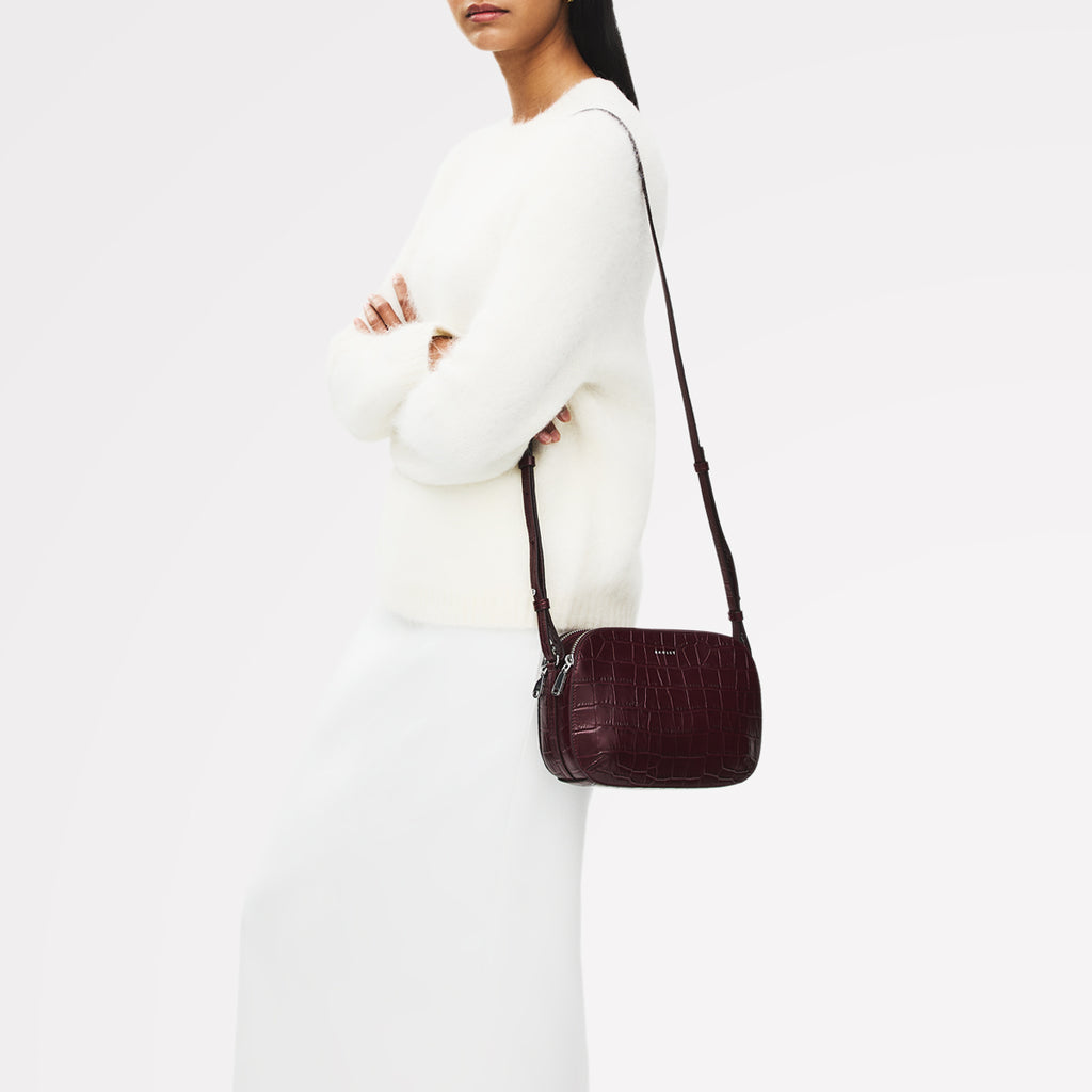 Dukes Place - Faux Croc - Medium Ziptop Cross Body Bag