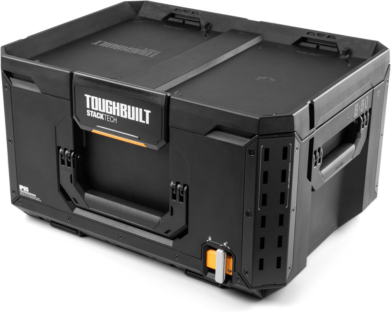 ToughBuilt StackTech Large Tool Box with Auto-Locking Interface, Self-Aligning Top, One-Hand Latch, Accessory Rails, Lock Points & IP65 Protection