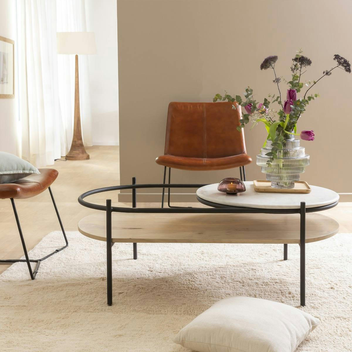 FLORENTIN - Table basse en métal noir 111 cm