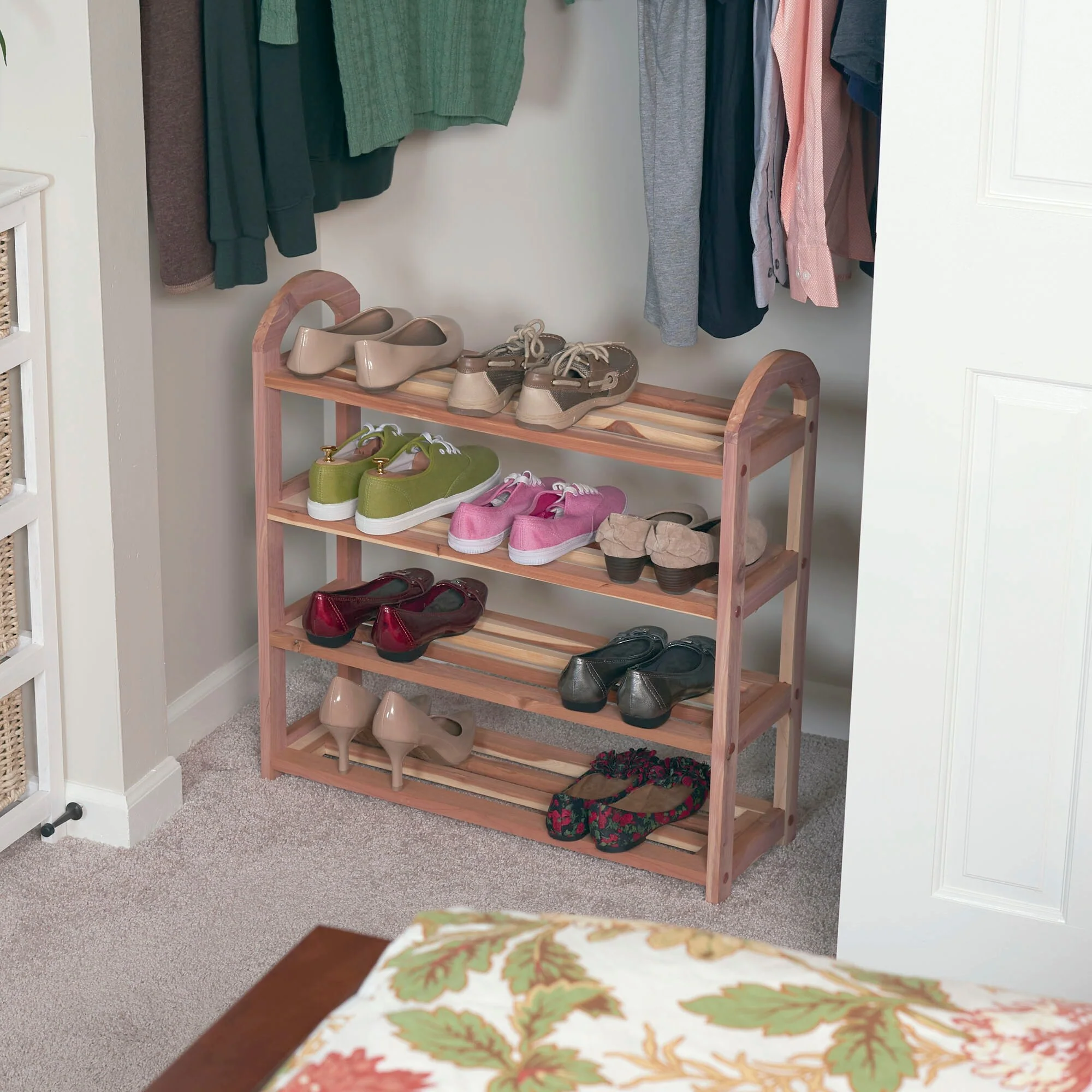 Household Essentials Cedar Fresh 4-Tier Cedar Shoe Rack
