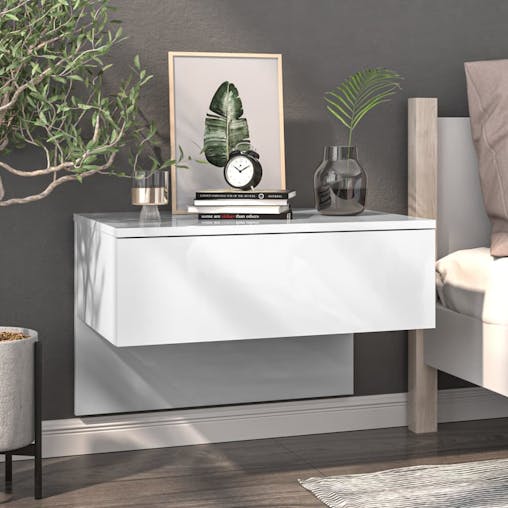 NNEVL Wall-mounted Bedside Cabinets 2 pcs High Gloss White