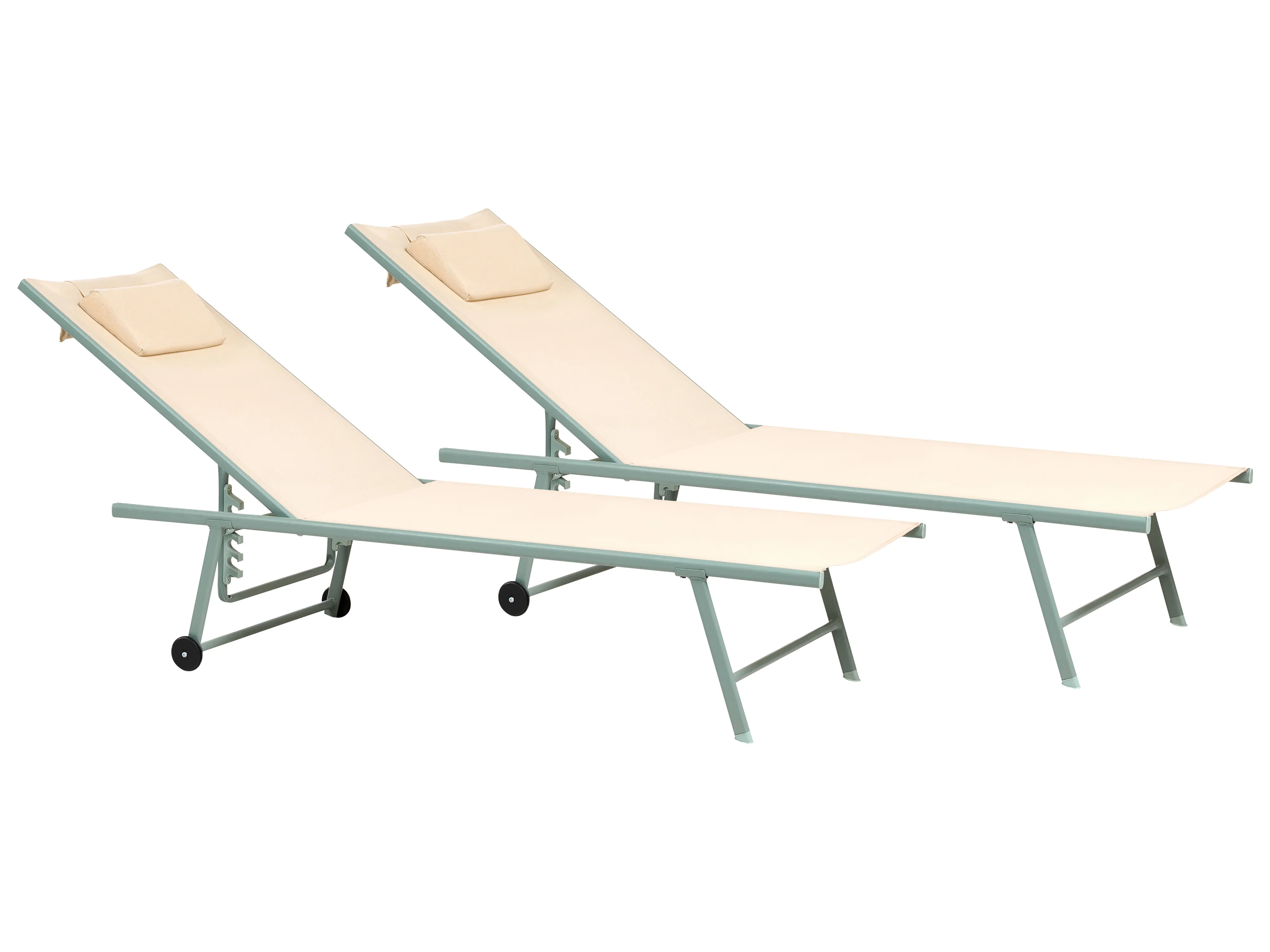 Set of 2 Sun Loungers SORONI Reclining Metal Beige