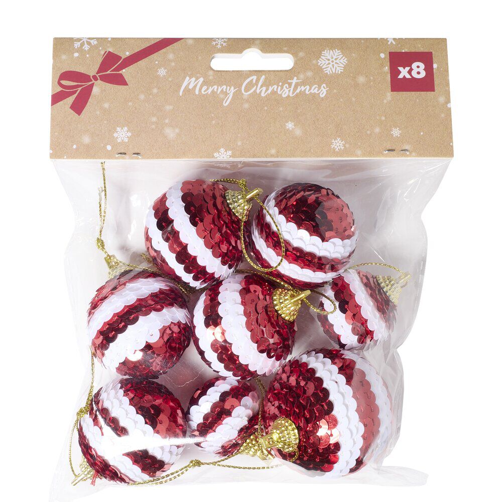 Boule de No&euml;l mini à sequins x8