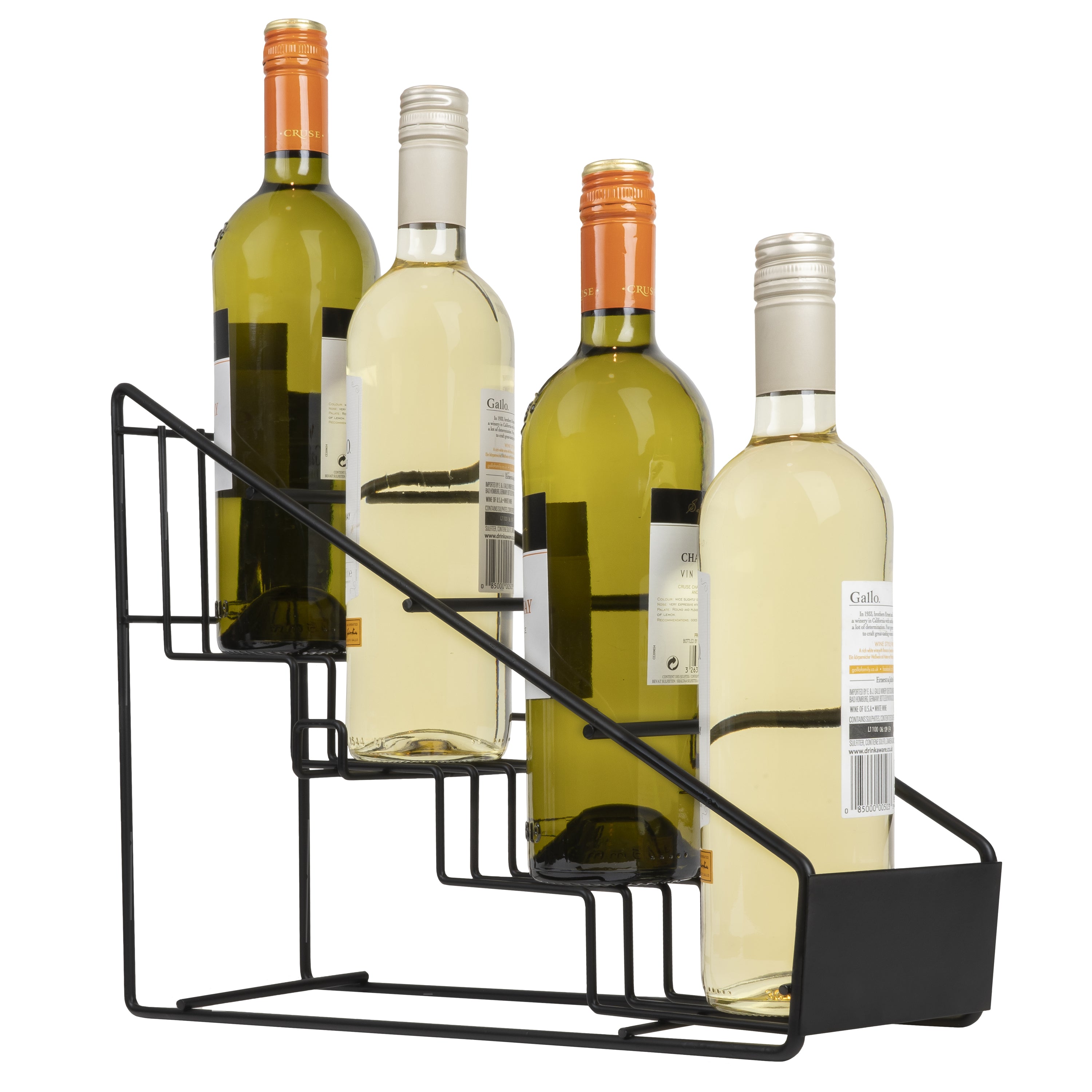QUVIO Flessenrek metaal met 4 treden - Zwart