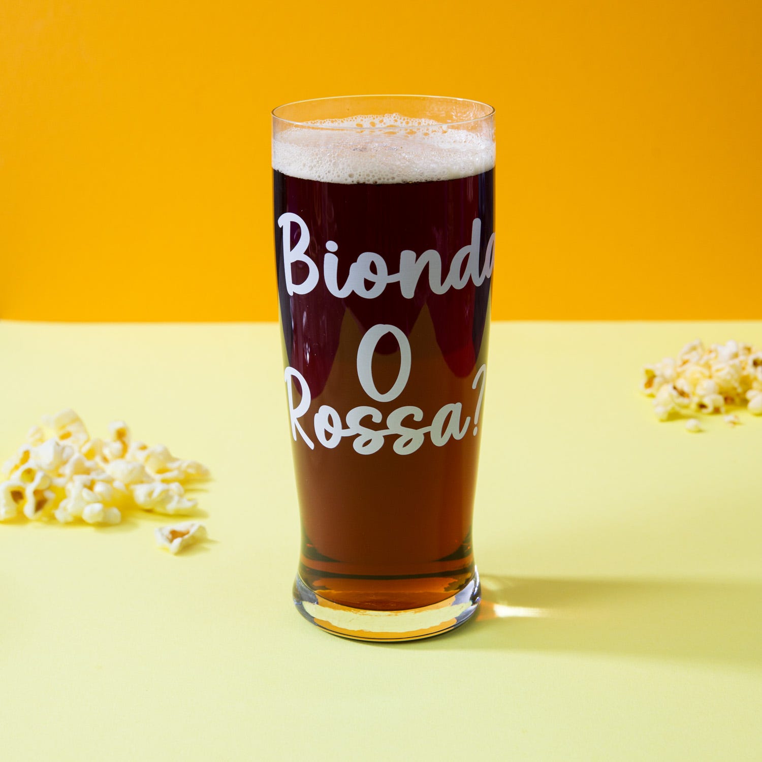 Bicchiere birra in vetro scritta Bionda o rossa 500 ml