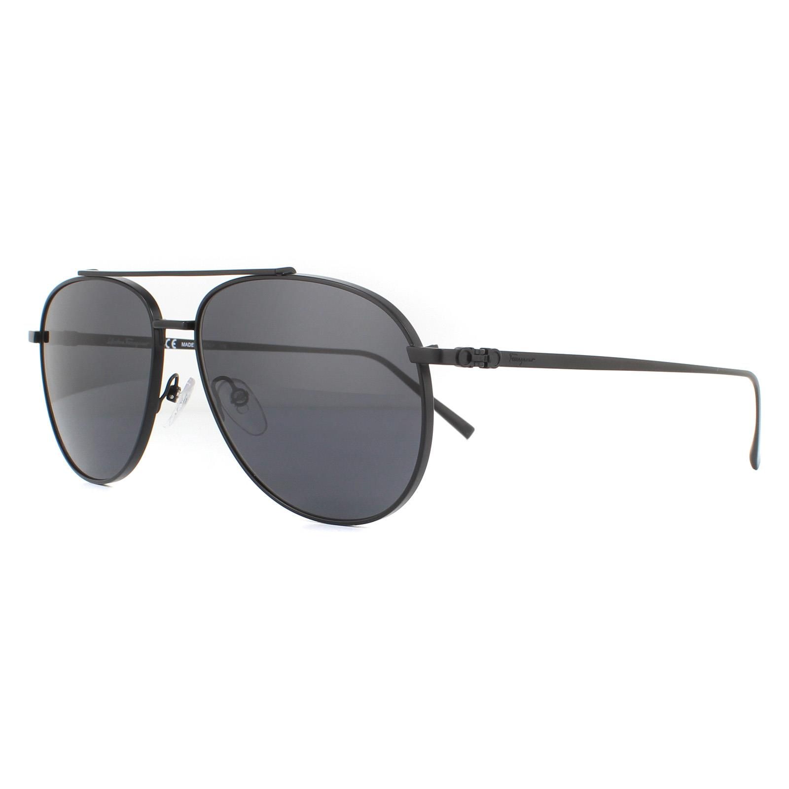 Salvatore Ferragamo Aviator Matte Black Grey Sunglasses