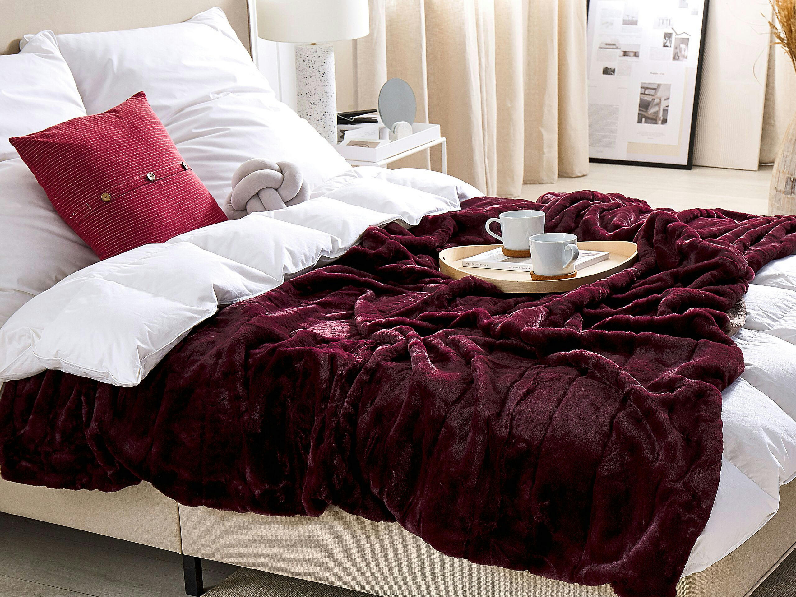 TANTAN - Couverture en polyester rouge 220x180cm