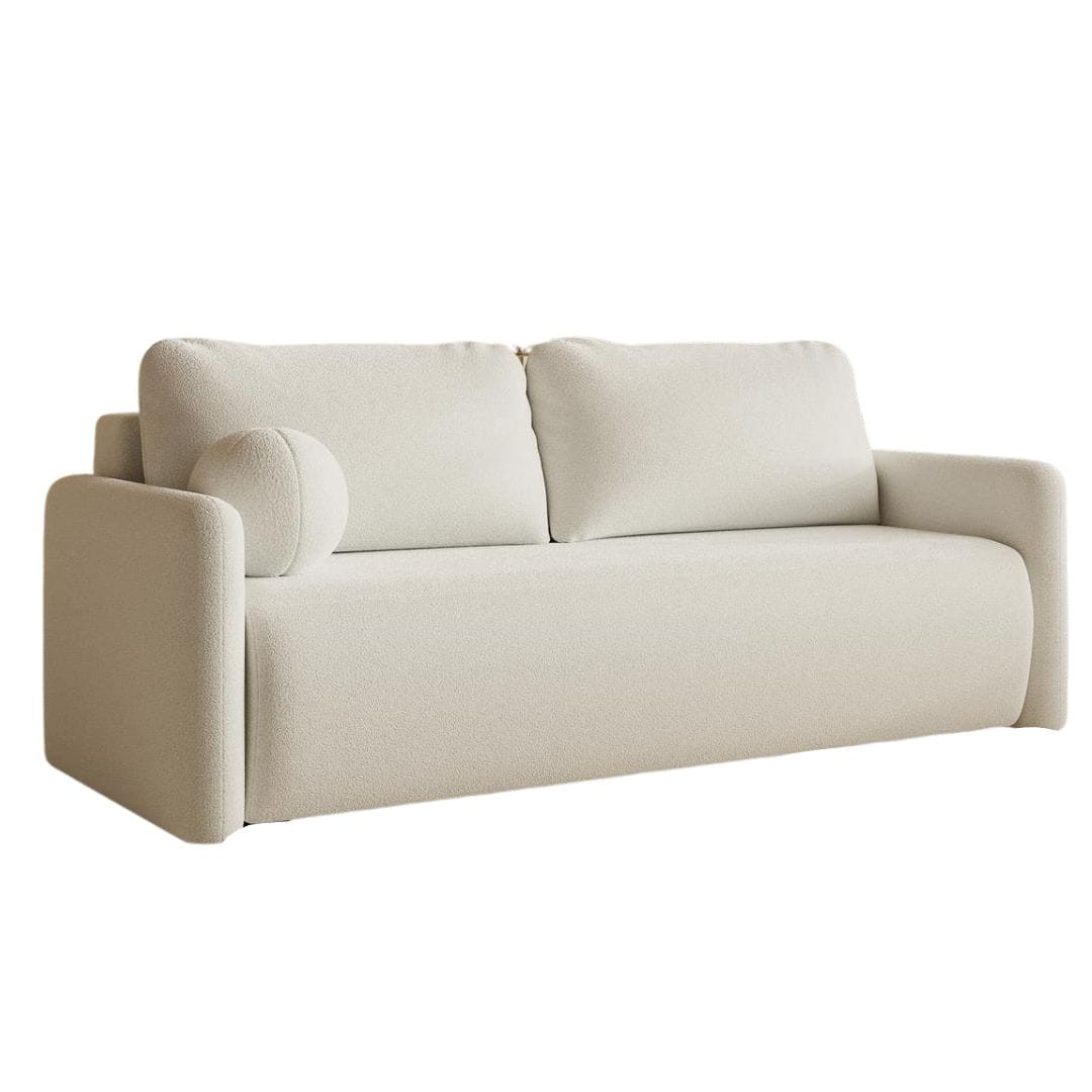 Rozkładana sofa w modnej kremowej tkaninie boucle 219cm LUNS