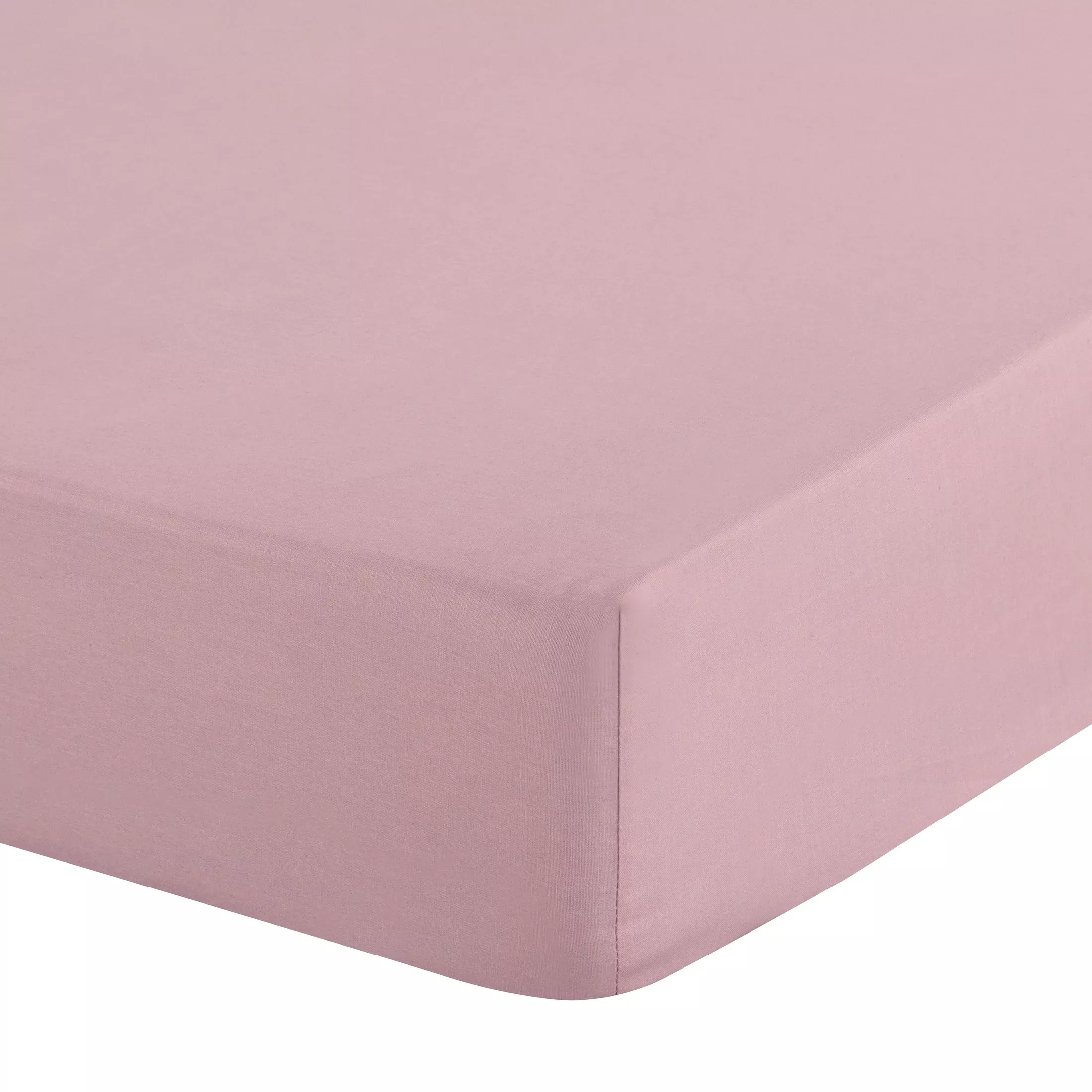 Prześcieradło z gumką 220x200 cm z bawełny kolor pudrowo różowy 105 g/m2 BASIC