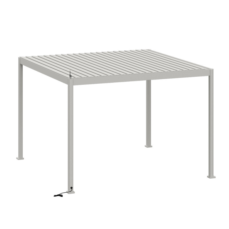 Pergola bioclimatique Evora en aluminium sable 3,69 x 3,69 x 2,51 m