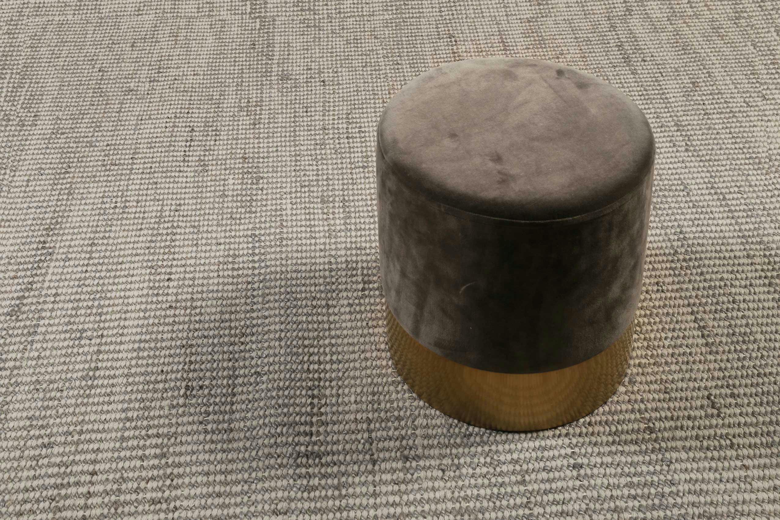 GOBI - Tapis artisanal fait main laine et jute gris clair 80x150