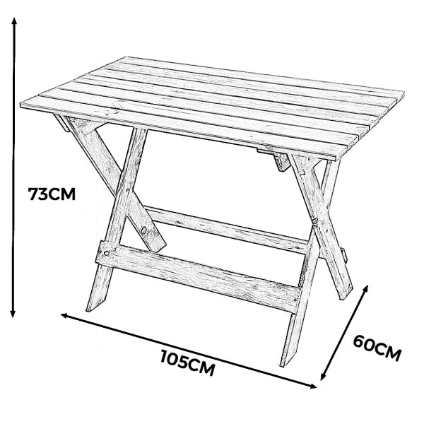 Stół ogrodowy drewniany rozkładany 105cm sosna orzech