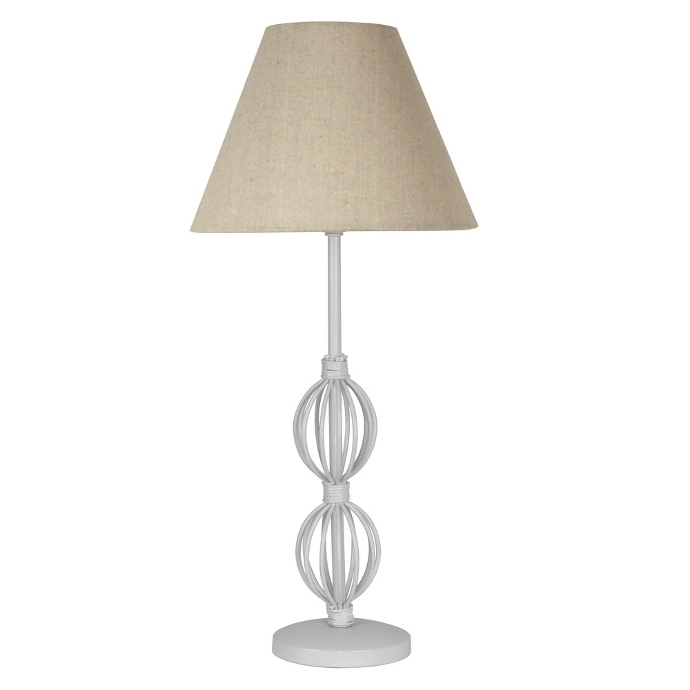 3 LAMPA rosette stołowa biały 1x40w e14 abażur beżowy