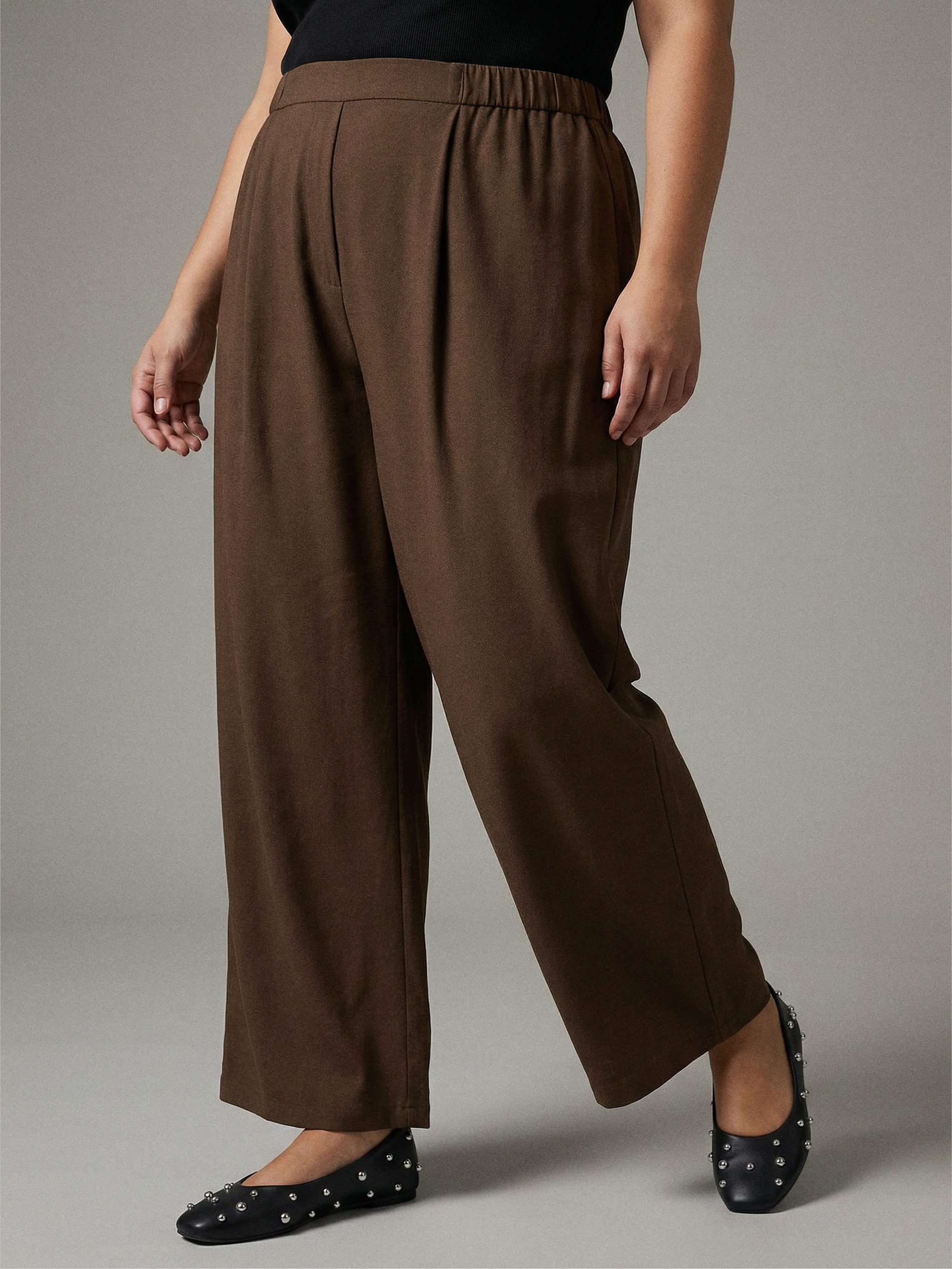 Spodnie wide leg z domieszką lnu Plus size