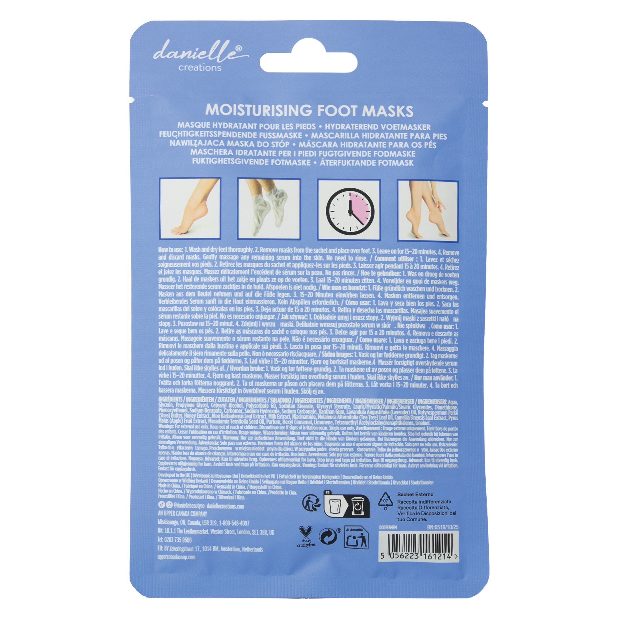 Danielle Creations Moisturising Foot Mask with Shea Butter & Macadamia Oil (1 Pair)