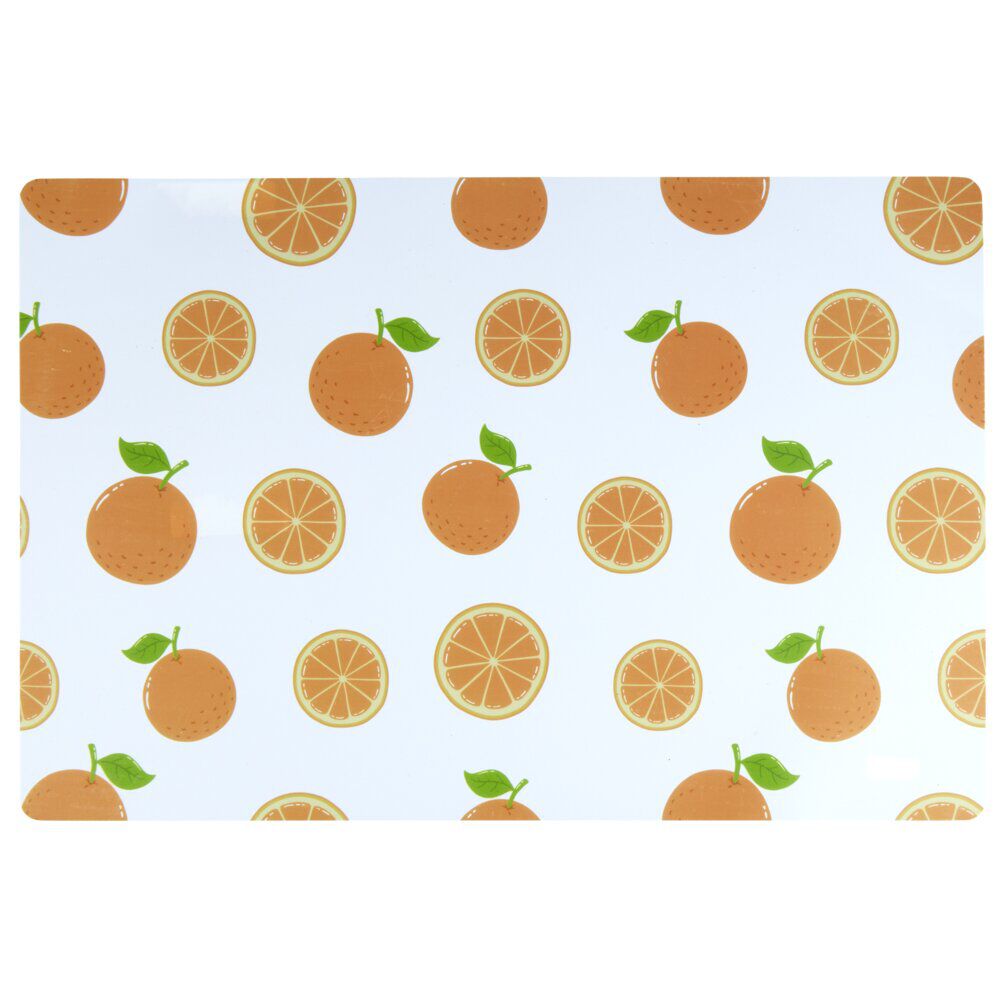 Set de table rectangulaire plastique blanc motif orange 30x40cm