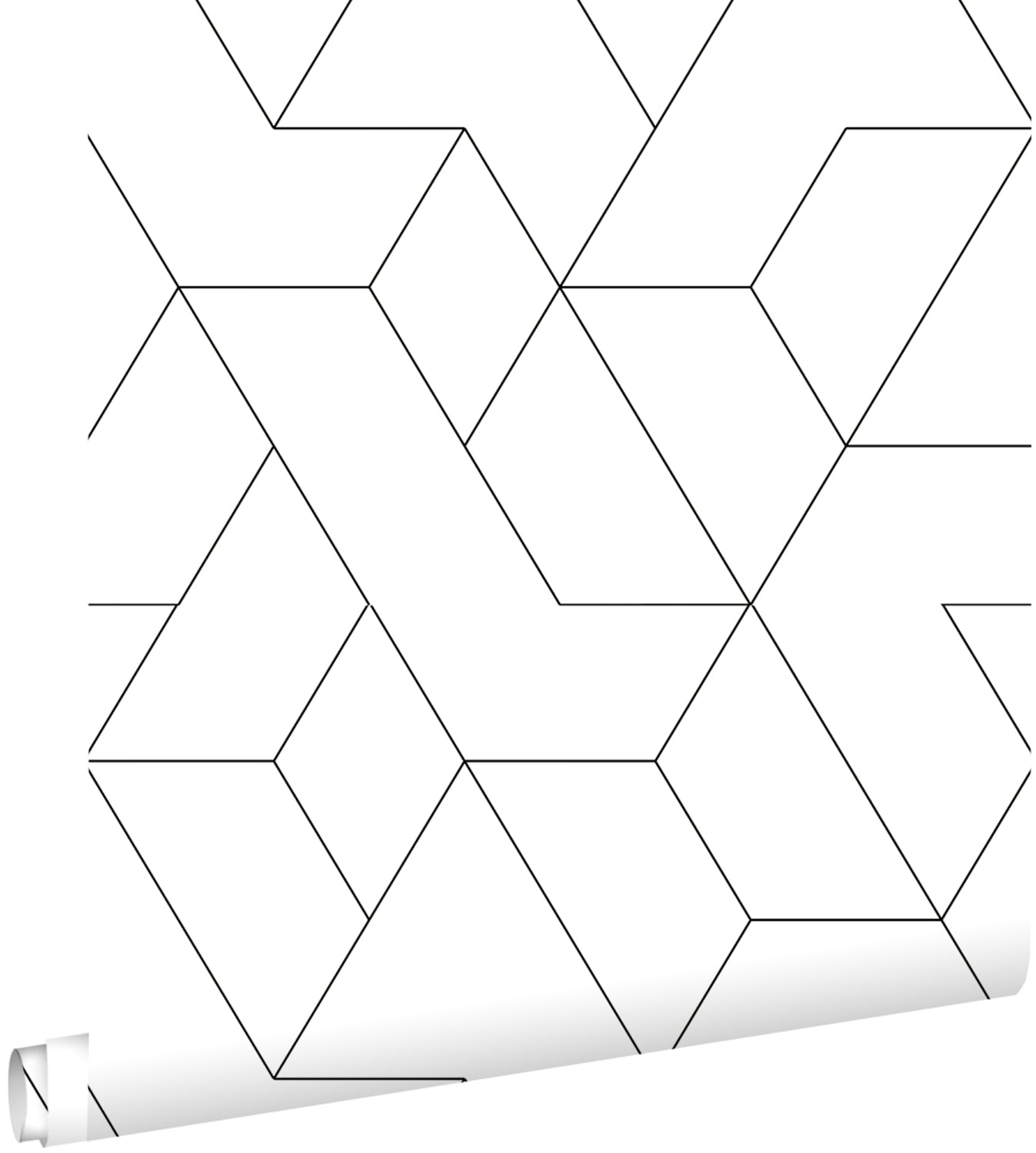 ESTAhome behang grafische lijnen zwart wit - 53 cm x 10.05 m - 139951