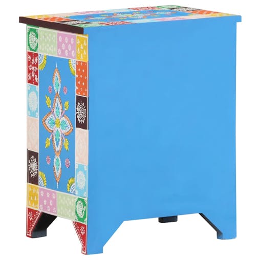 NNEVL Hand Painted Bedside Cabinet 40x30x50 cm Solid Mango Wood