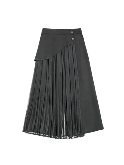 Pants with pleated mesh detail - 162D