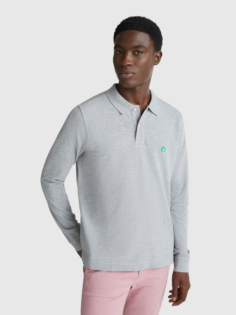Long sleeve cotton polo
