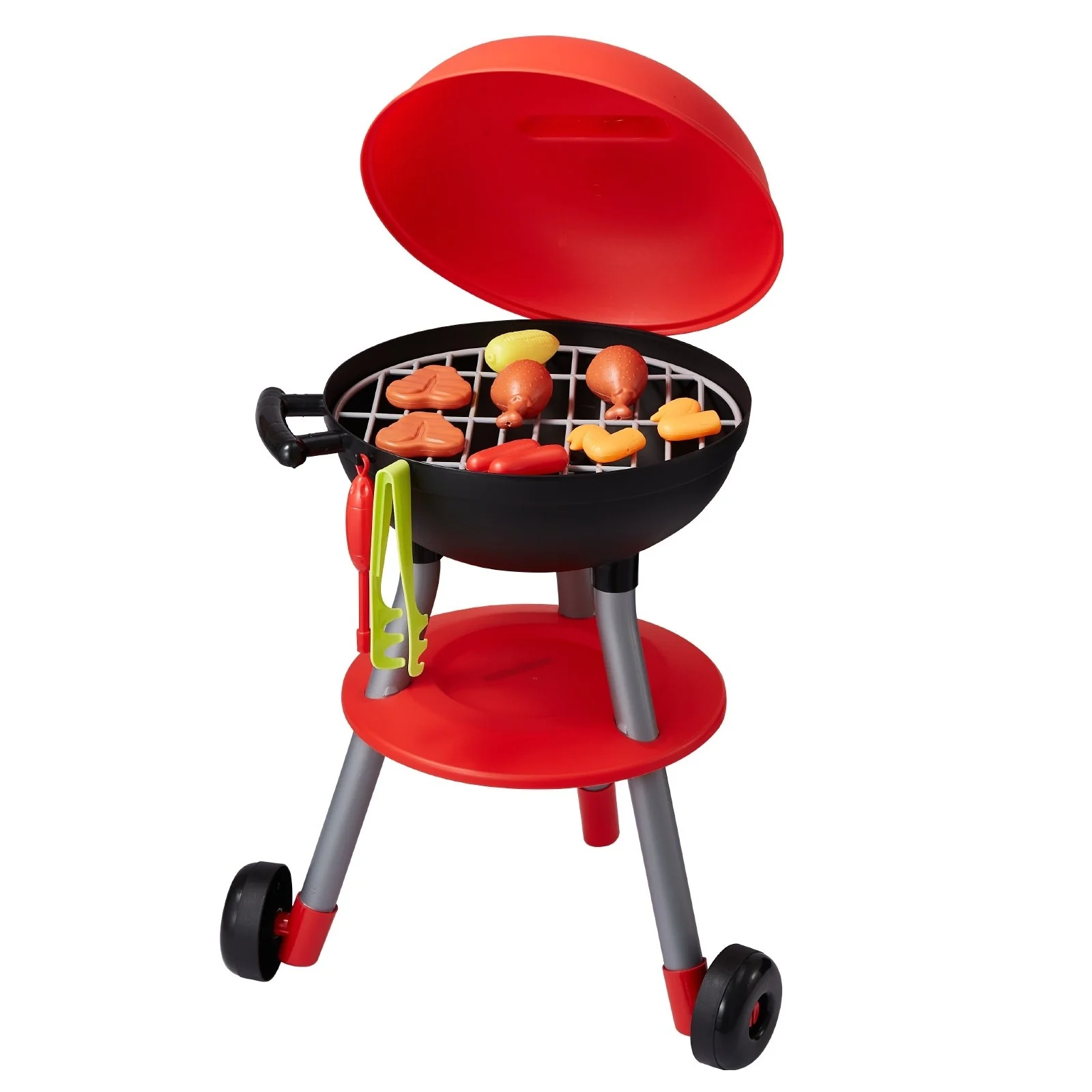 Black Red Plastic Grill Playset with Lights and Sounds for Kids - 16.9” L x 14.5” W x 23.23” H