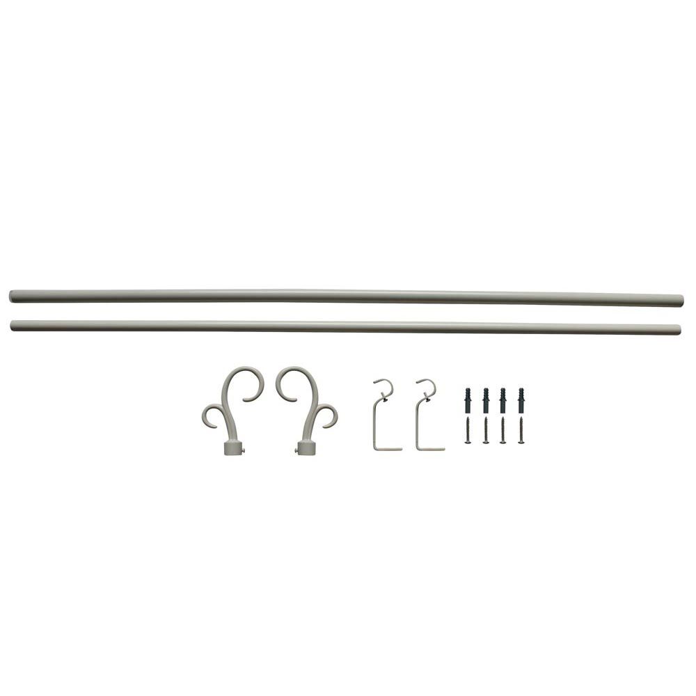 Kit Tringle à rideau extensible 120-210 cm embouts crosse blanc