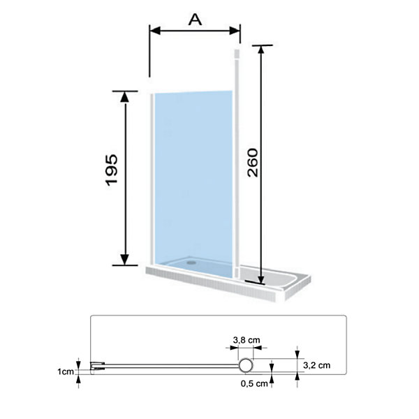 Paroi de douche fixe FRESH LEVANTE profil chrome 70 cm Serigraphie