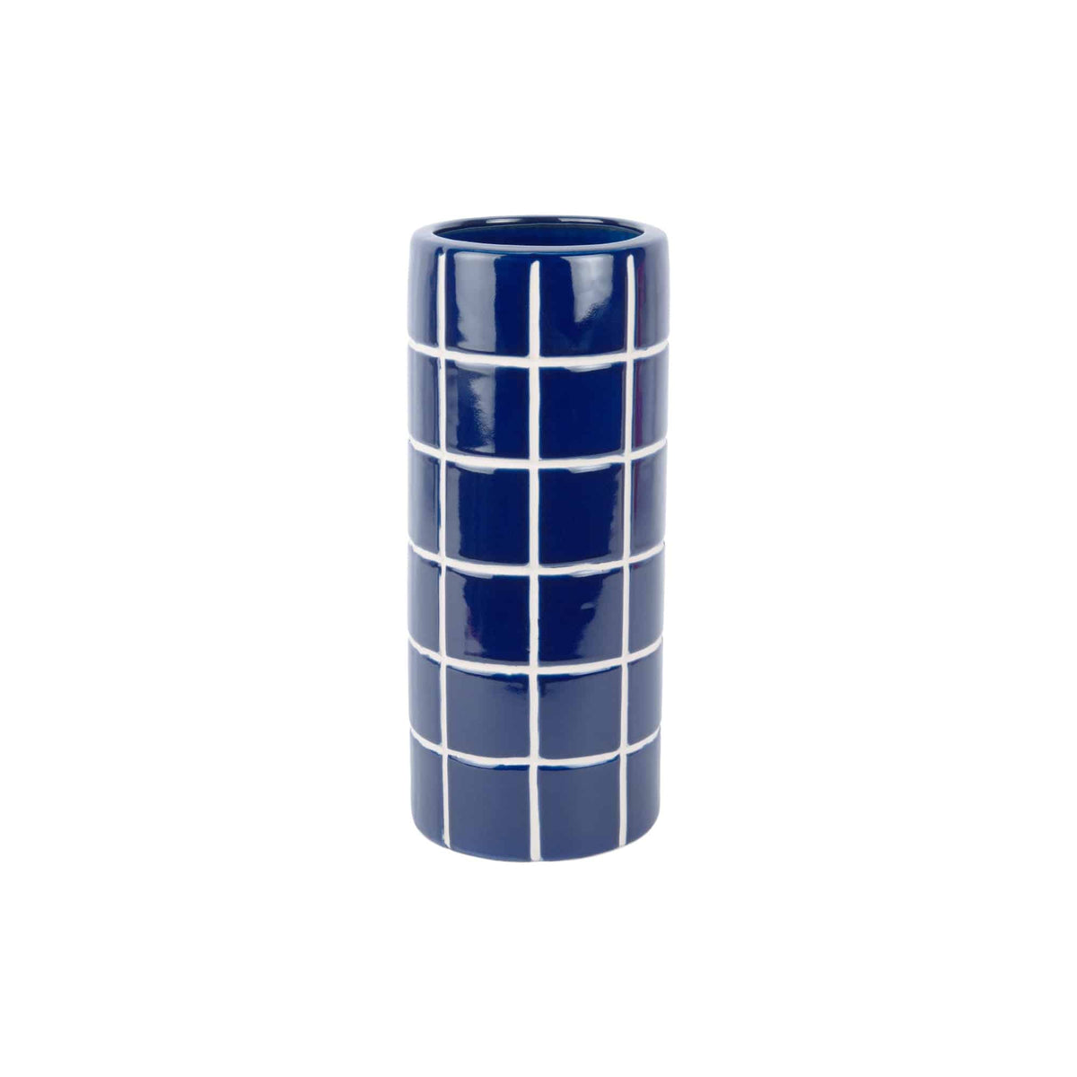 Present Time vaas Retro Tiles - blauw - Ø13cm