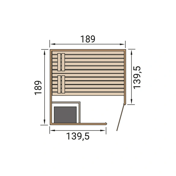 Massivholzsauna »VALIDA ECK 2«, 6 Personen, inkl. 7,5 kW Ofen mit externer Steuerung