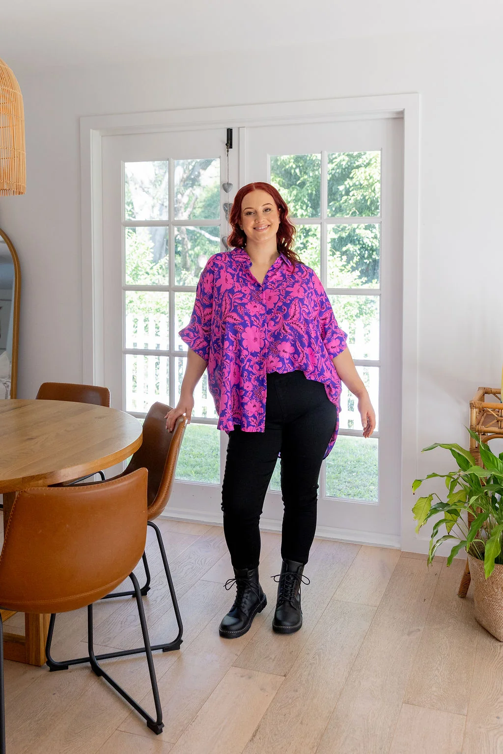 Tammin Shirt in Purple Blooms