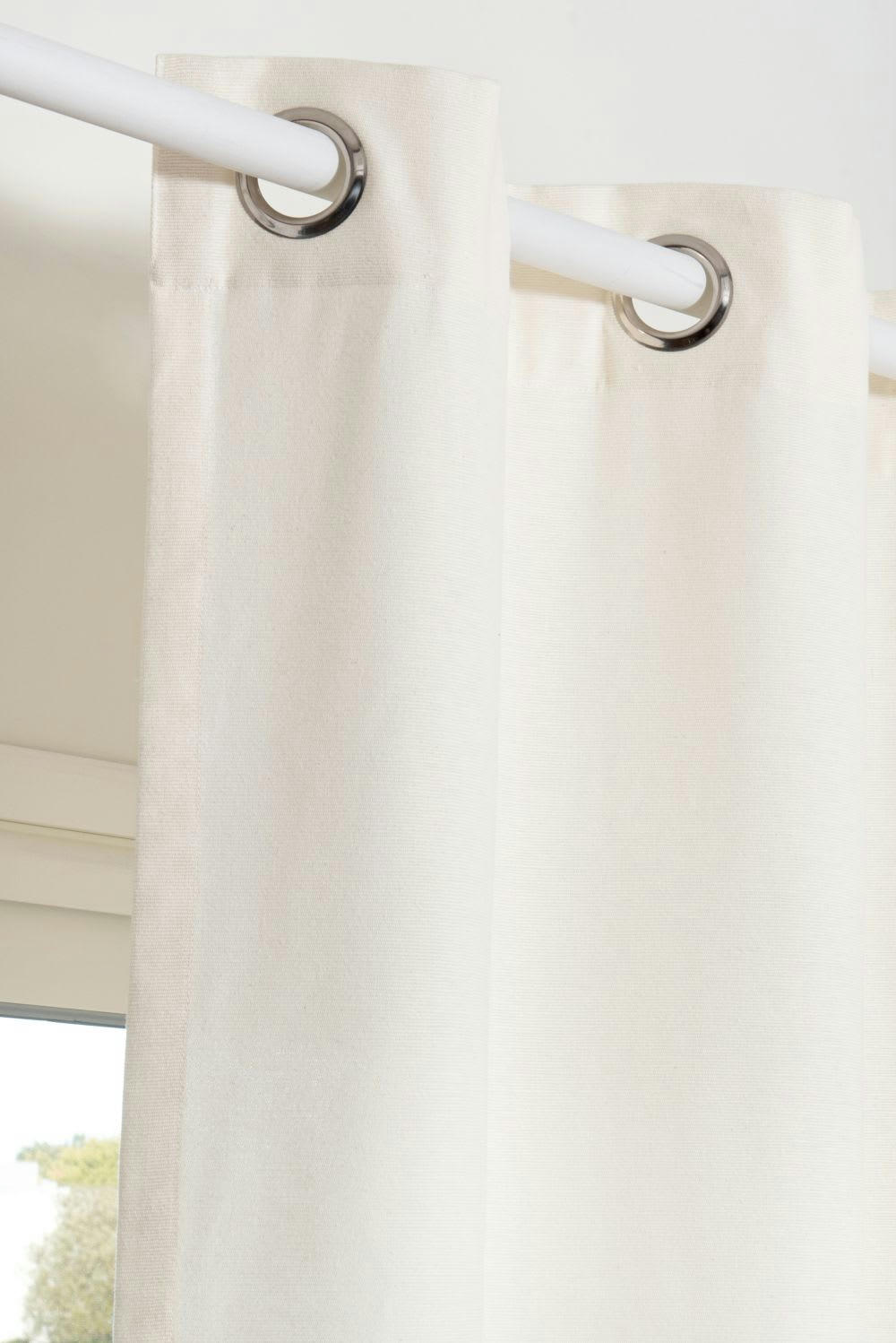 OLARIA - Rideau à œillets en coton côtelé écru 140x250