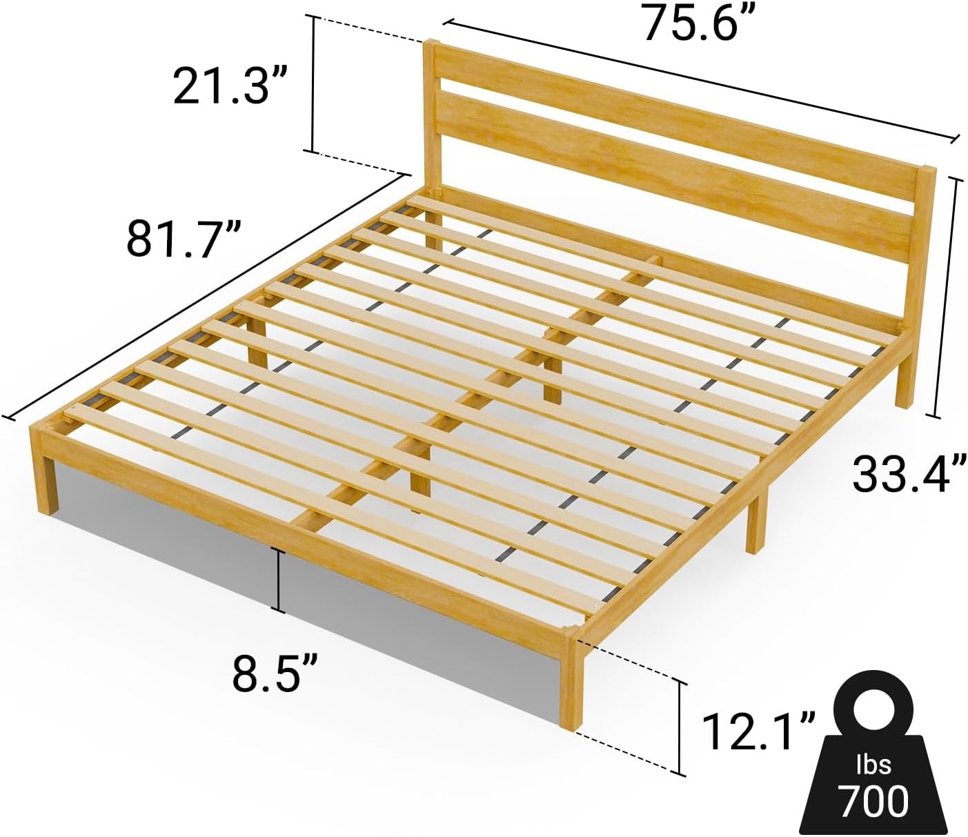 LIFEMENT King Classic Wood Platform Bed Frame, Headboard, Essential, Noise Free, Under Bed Storage, No Box Spring Needed, Easy Assembly