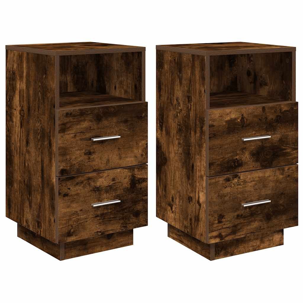 2x Szafka Nocna Stolik Komoda Brązowa z Szufladą Do Sypialni 36x36x68 cm