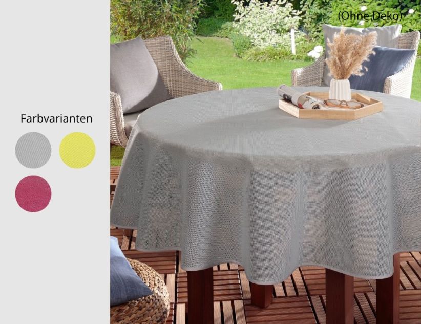 Gartentischdecke Emden Struktur Grau rund